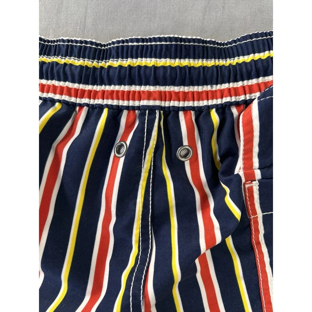 Polo Ralph Lauren Men's Medium‎ Striped Swim Shorts Green Polo Pony Beach Pool
